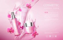 粉色唯美化妆品广告矢量图下载