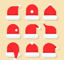 9款创意红色圣诞帽矢量素材