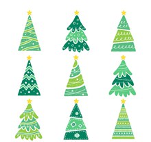 9款清新绿色圣诞树矢量图片