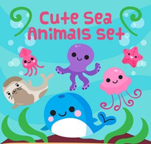 6款可爱卡通海洋动物矢量图下载
