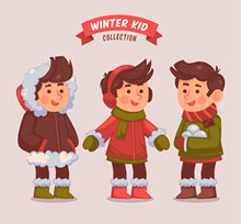 3款冬季着装男孩矢量图