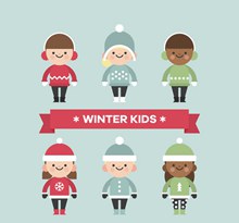 6款可爱冬季儿童设计矢量素材
