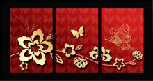 蝴蝶花纹藤蔓元素创意挂画矢量图片