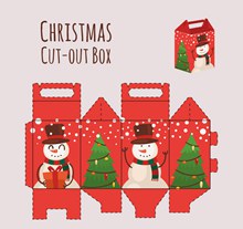 创意圣诞节雪人包装盒图矢量素材