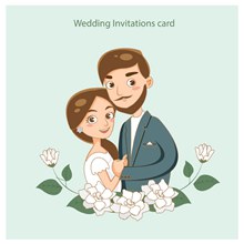 浪漫夫妇婚礼邀请卡矢量图片