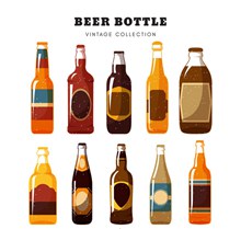 10款彩绘瓶装啤酒矢量素材