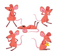 5款红色老鼠设计矢量图下载