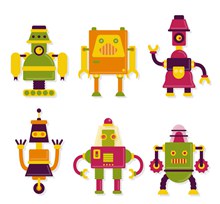 6款创意拼色机器人矢量