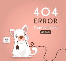 创意404错误页面拔掉电线的狗图矢量图片