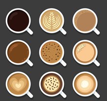 9款美味咖啡俯视图设计矢量
