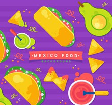 美味墨西哥食物俯视图矢量图下载