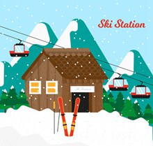 创意雪中的滑雪场矢量图片