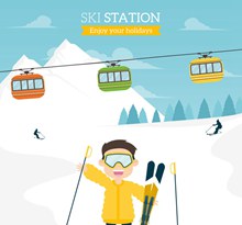 创意度假滑雪男子矢量
