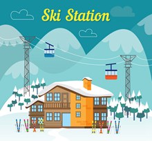 创意冬季滑雪场矢量图