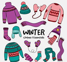 15款彩色花纹冬季衣物矢量素材