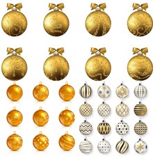 金色逼真质感圣诞挂球设计矢量下载