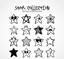 16款手绘星星设计矢量