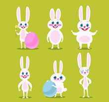 6款可爱白色复活节兔子图矢量图片