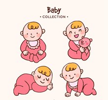 4款粉色婴儿设计矢量图片