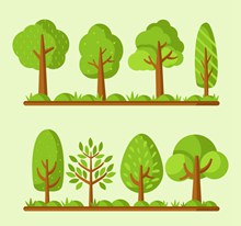 8款翠绿色树木设计矢量下载