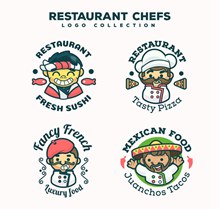 4款可爱厨师餐馆标志矢量图片