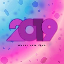 紫色2019新年快乐艺术字图矢量