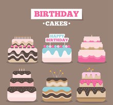 6款创意生日蛋糕设计矢量图片