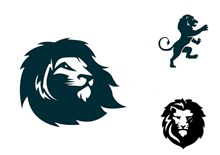 多样式狮子造型标志创意V01矢量