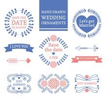 10款蓝色婚礼花纹标签图矢量图片