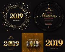 金色创意2019新年圣诞主题设计矢量素材