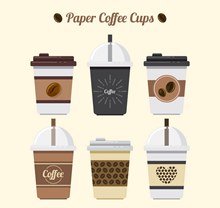 6款创意纸质外卖咖啡杯矢量素材
