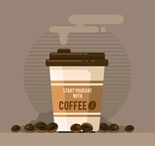 创意外卖咖啡和咖啡豆矢量下载