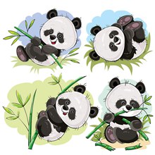 4款手绘可爱熊猫和竹子矢量下载