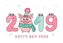 2019猪年矢量图下载