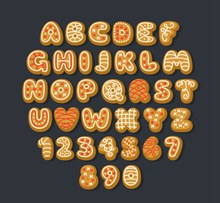 36个创意饼干字母和数字图矢量下载