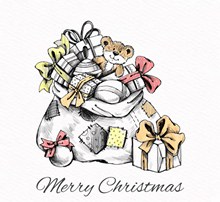 彩绘装满礼物的圣诞包裹矢量下载