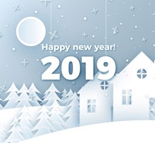 2019年白色新年房屋和树林剪贴画图矢量下载