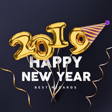 2019年金色新年气球艺术字矢量