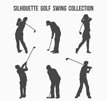 6款创意高尔夫动作剪影图矢量