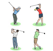 4款创意高尔夫球人物设计图矢量图下载