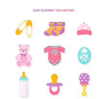 10款彩色婴儿用品设计图矢量图下载