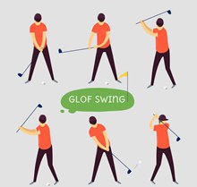6款创意高尔夫男子动作矢量图片