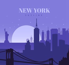 创意纽约日落风景剪影矢量
