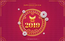 2019新年花卉装饰海报矢量图片
