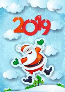 2019年新年圣诞老人贴纸贺卡图矢量下载