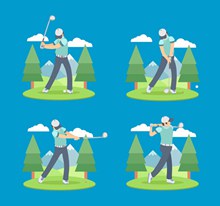 4款创意高尔夫男子动作图矢量图