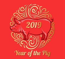 中国新年装饰猪元素矢量素材