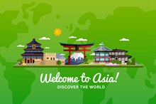 亚洲旅游海报矢量下载
