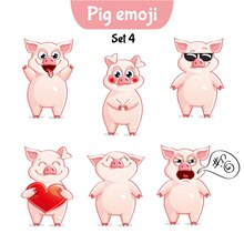 6款可爱卡通猪表情图矢量下载