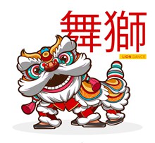 卡通白色春节舞狮矢量图下载